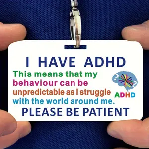 ADHD Card with Lanyard, Waterproof & Non-fading ADHD Warning Card, I Have ADHD Card for ADHD Person, Single Card Usage