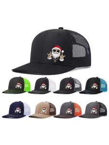 2pcs/1pc Unisex Trucker Hat Santa Claus Printing Mesh Baseball Cap Richardson Slightly Curved Brim Baseball Cap Adjustable Dad Hats Outdoor Mesh Breathable Sun Hat Gift for Men Women