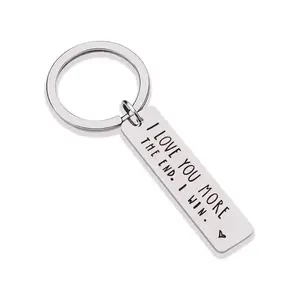 Creative Slogan Metal Keychain, Durable Stainless Steel Long Bar Pendant, Fashion Accessory for Car Keys & Bags, Ideal Valentine's Day Gift for Men and Women