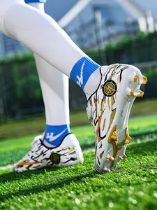 Unisex Kids Football Shoes, Sports Shoes, Professional Long Stud Training Cleats, Student Velcro Anti-Slip Breathable Youth Match Soccer Shoes