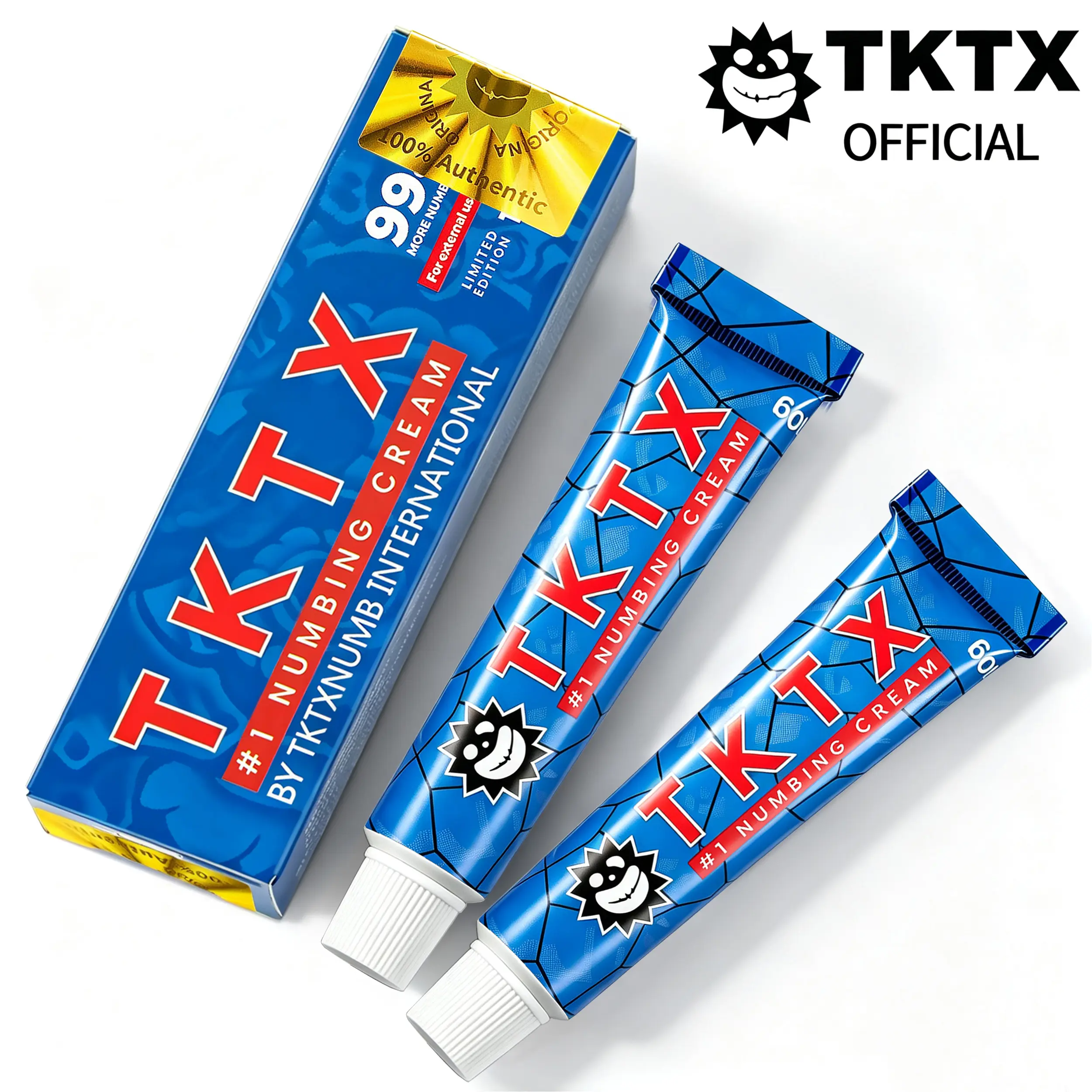 TKTX Tattoo External Cream Blue | 99% Limited Edition Very Strong | Tattoos | Laser Removal | Waxing | Eyebrow Threading | Cosmetic Cream 10g.