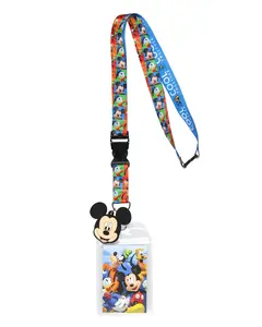 Disney Mickey and Friends The Cool Crew Detachable Lanyard with ID Badge Holder and 2" Rubber Mickey Charm