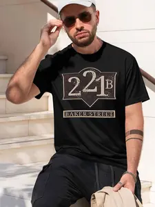 221B Baker Street The Irregulars Original Illustration Brand 2026 new model Black/White Tee Stylish & Comfortable Loose Crew Neck Short Sleeve T-shirts Versatile On Trend Eye Catching Printed Graphic