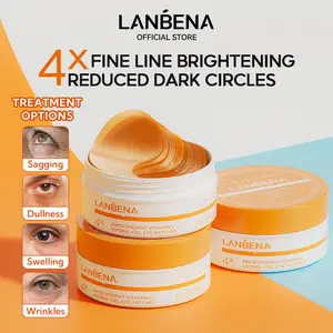 LANBENA Vitamin C Under Eye Patches for Dark Circles and Puffy Eyes, Cooling Eye Masks for Eye Bags, Fine Lines & Wrinkles Reduce, Anti-Aging-30 Pairs