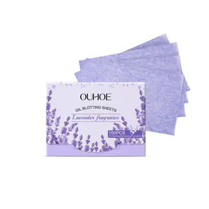 OUHOE Oil Blotting Sheets (Lavender), Cellulose & Kaolin Dual Oil Control, Lavender Extract Soothes + Vitamin E Nourishes, Aromatherapy Relaxation, Makeup-Friendly No Powder Removal, Soft for Oily Skin