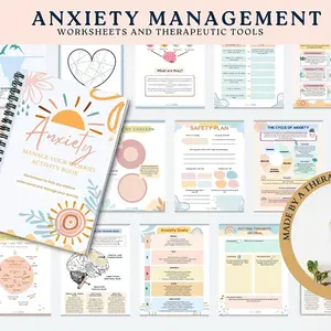 1pc Anxiety Management Activity Book & Journal - A5 Spiral Bound Planner, Therapeutic Tools with "Anxiety Works" Sheets, Ideal for Therapy Office Decor, Social Psychology, DBT, CBT, and Wellness Exercises, Diary for a Better Life