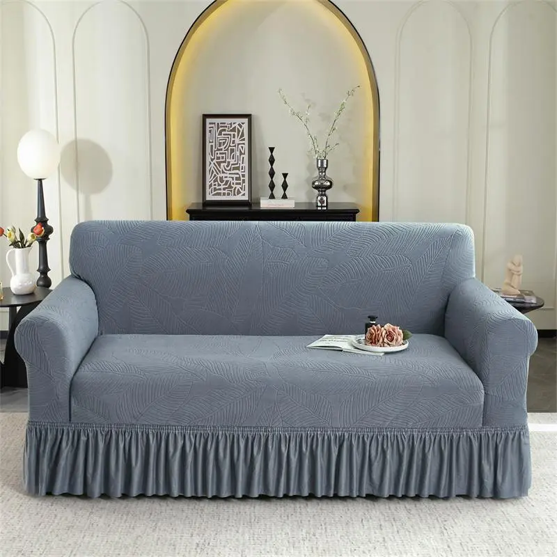 Solid Color Jacquard Sofa Couch Covers, 1 Count Modern Simple Elastic Washable Sofa Slipcover, Dustproof Sofa Cover, Dustproof Couch Protector for Home Living Room, Waterproof Sofa Cover, Slipcovers for Couches and Sofas