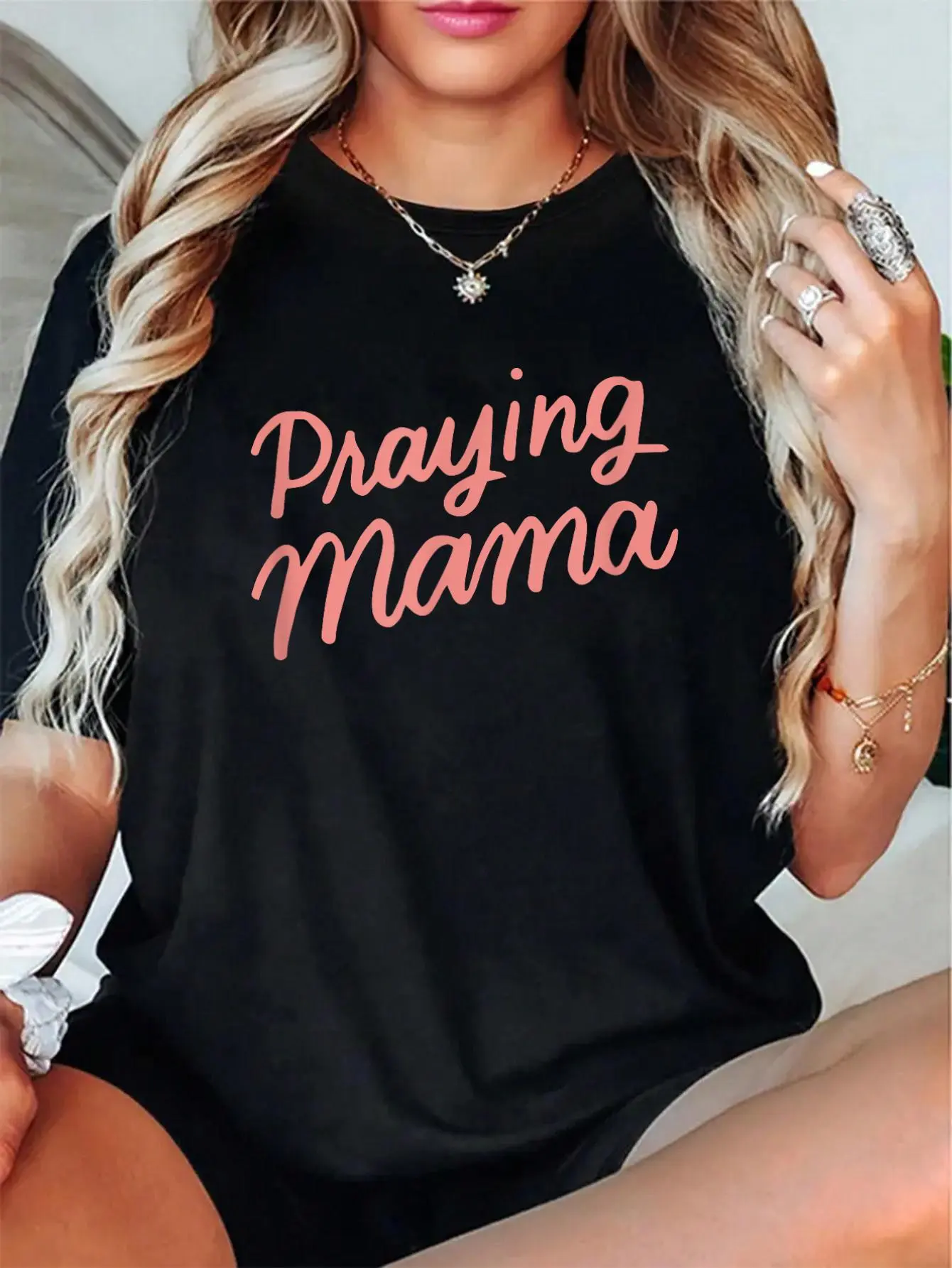 100% cotton unisex Christian Mother's Day gifts mom, prayer warrior praying mama t-shirt - short sleeve, graphic top