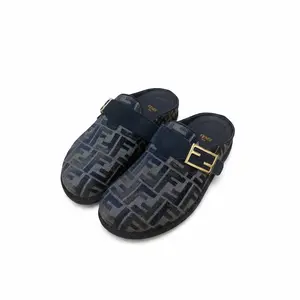 Fendi Feel FF Denim Mules Size 37