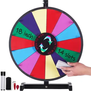 VEVOR 18 inch Spinning Prize Wheel,  , 14 Slots Tabletop Spinner, Heavy Duty Roulette Wheel with a Dry Erase and 2 Markers, Win Fortune Spin Games in Party Pub Trade Show Carnival