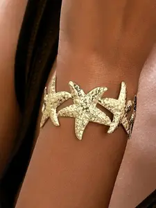 Starfish Design Cuff Bangle, Fashionable Jewelry for Women & Girls, Trendy All-match & Exquisite Jewelry for Birthday Gift, Jewellery