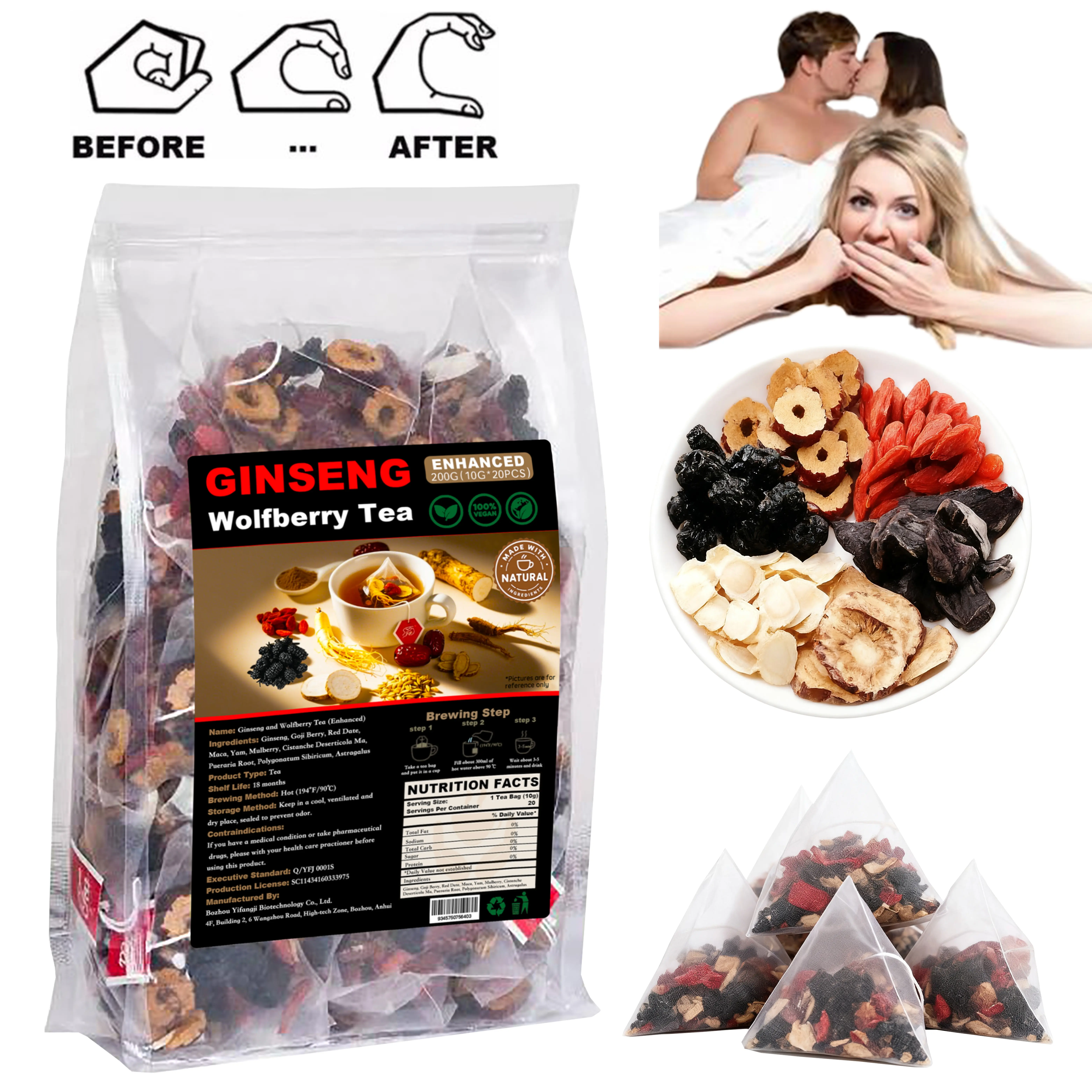 10-Treasure Herbal Tea - Ginseng Blend Natural Tea, Organic Red Date Goji Beverage, Kidney Detox & Liver Support Healthcare Drink, Kidney Detox Tea