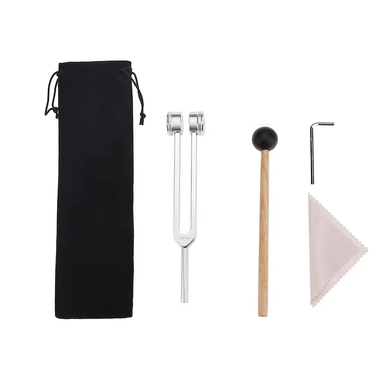 128 Hz Tuning Fork, Portable Tuning Fork with Storage Bag and Cleaning Cloth, Professional Musical Instrument for Home, School and Office Use