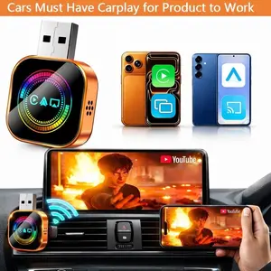 2026 New 4-in-1 AirPlay upgraded version with wired-to-wireless CarPlay adapter, Wireless display adapter, fast connection, no delay, hands-free calling, universal charger, dual-car automatic, with heat dissipation function