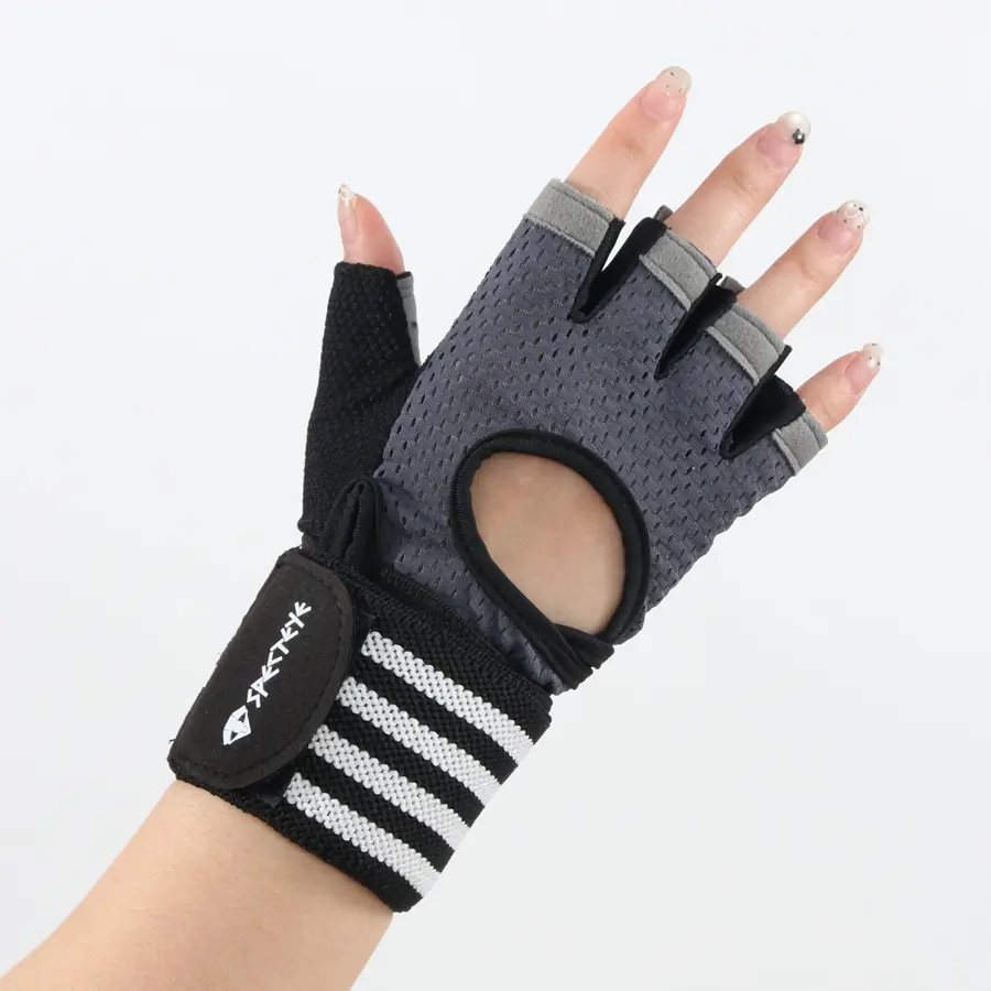 Men’s & Women’s Gym Workout Gloves with Long Wrist Wraps, Breathable Anti-Slip Half-Finger Gloves for Weightlifting & Cross-Training