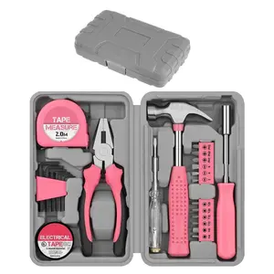 24-Piece Pink Household DIY Tool Kit for Women – Compact Mini Tool Box Set with Essential Starter Tools for Home Projects