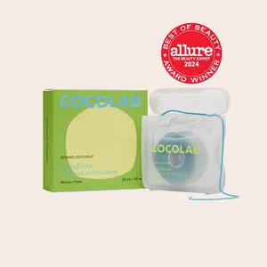 COCOLAB Young Coconut Dental Floss - Award-Winning, 500+ Woven Fibers, Coated in Coconut Oil for Freshness & Plaque Removal - 33 Yd, 2-Month Supply