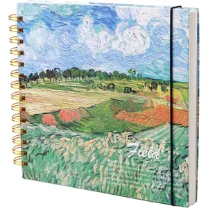 Hardcover Square Sketchbook 8" x8", Thick Acid-Free Paper for Drawing Spiral Bound, Portable Mixed Media Art Sketch Pad,Drawing Sketching Gift for Artists (Green Wheat Fields 8 "x 8 ")