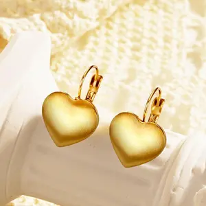 Women's Heart-Shaped Stainless Steel Earrings - 1 Pair, Minimalist Luxury Earrings, Simple, Elegant, Modern Design, Fashion Costume Jewelry, Accessories for Women, Ideal for Daily Wear & Special Occasions