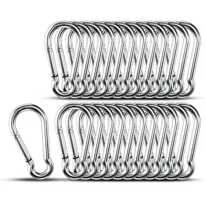 25 Pack Small Carabiner Clip Hooks – 1.57 Inch Heavy Duty 304 Stainless Steel Spring Snap Hook, Metal Clips for Camping, Hiking, Keychain, Rope, Water Bottle, Gear, Keys