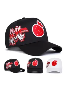 Unisex Strawberry Baseball Cap, Adjustable Sun Protection Casual Hat, Spring & Fall Outdoor Travel Beach Vacation