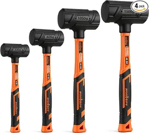 HORUSDY 4-Piece Dead Blow Hammer Set (0.5lb, 1lb, 2lb, 3lb) – One-Piece Molded Body, Steel Shot Filled, No Rebound, Non-Spark, Non-Slip Grip, for Auto, Carpentry & Tile Work