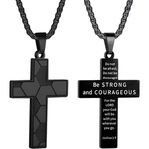 Soccer Cross Necklace for Men Inspirational Bible Verse Cross Pendant Stainless Steel Chain 22+2 inch Soccer Sports Jewelry Football Gift for Men