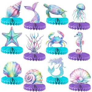 Mermaid Birthday Party Centerpieces (12-Pack) – Unique Under the Sea Themed Table Decorations for Girls, Mermaid Theme Party Supplies