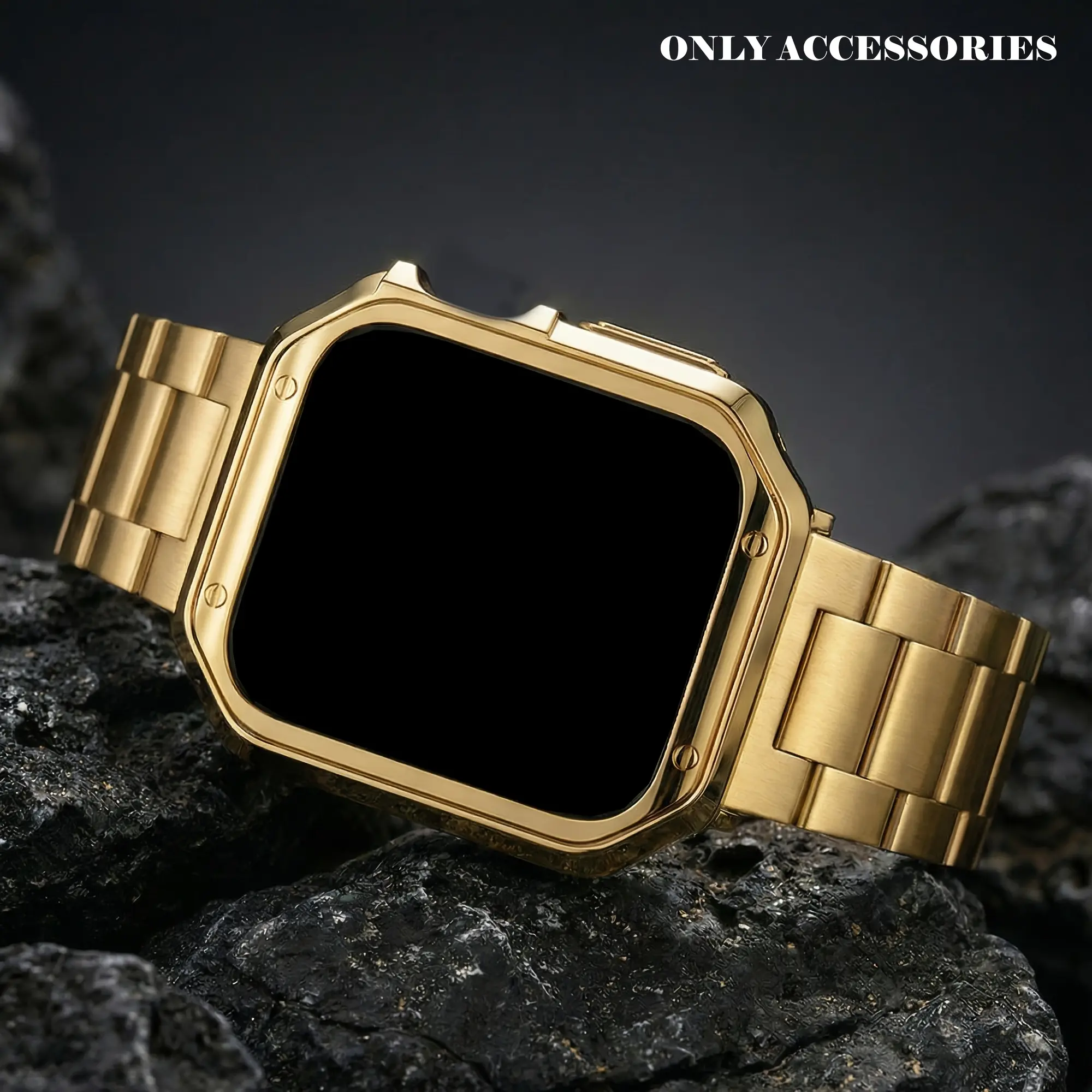 Stainless Steel Metal strap Band for Apple Watch Series 1/2/3/4/5/6/7/8/9/10/11 | Compatible with 38/40/41/42/44/45/46/49mm, with TPU   material  Cover, Shockproof, Outdoor Use