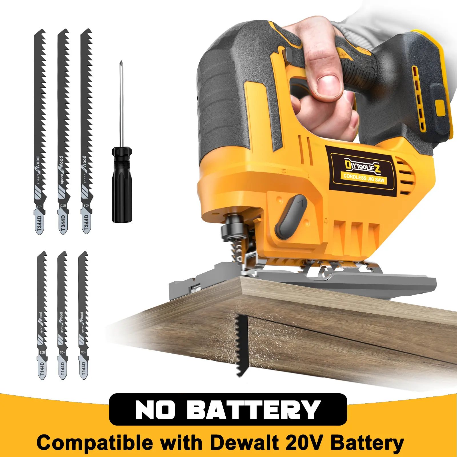 Cordless Jigsaw Compatible with Dewalt 20v Battery(NO Battery!!), Jig Saw Tool Brushless,2900RPM,0°-45°Bevel,3 Orbital Action,LED Light for Straight/Curve Cutting summervibes Power Tool backtoschool