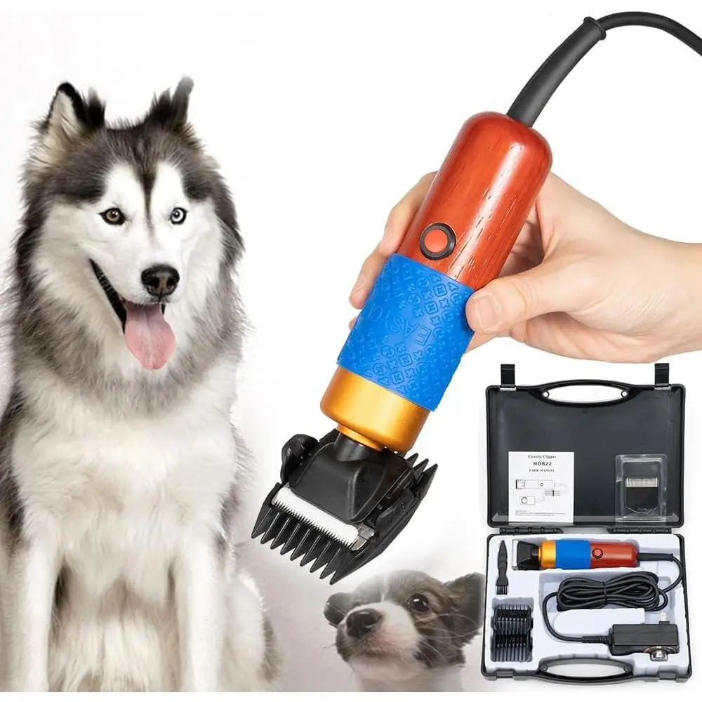 200W Electric Sheep Shears (10ft Cord) - Portable Multifunctional Grooming Kit with Plug, 2 Replaceable Blades, 1 Limit Comb, Brush & Grooming Accessories for Farm Livestock, Replaceable Blade