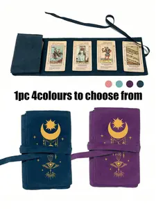 Velvet Tarot Card Storage Bag, Moon and Eye Pattern, Dual Color Blue and, Zipper Closure, Soft Fabric, Portable, Perfect Gift