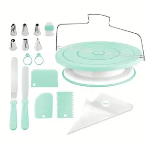 36PCs Cake Decorating Kit with Cake Turntable & Baking Supplies Gift Includes 50 Piping Bags,6 Icing Tips,2 Frosting Spatulas & more Smooth Set