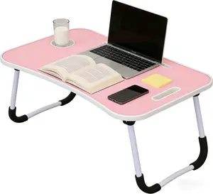 VQN  Portable Laptop Bed Table Foldable Durable Wooden Computer Tray with Cup Holder Drawer USB Fan Light Tiltable Tabletop Modern Sleek Black Design for Reading Writing on Bed Sofa Floor