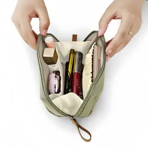 Women's Fashion Makeup Bag, Cosmetic Bag, Cosmetics Bag, Apricot Indigo Colors, Multi-Compartment Storage, Travel Essential, Polyester Fiber Material