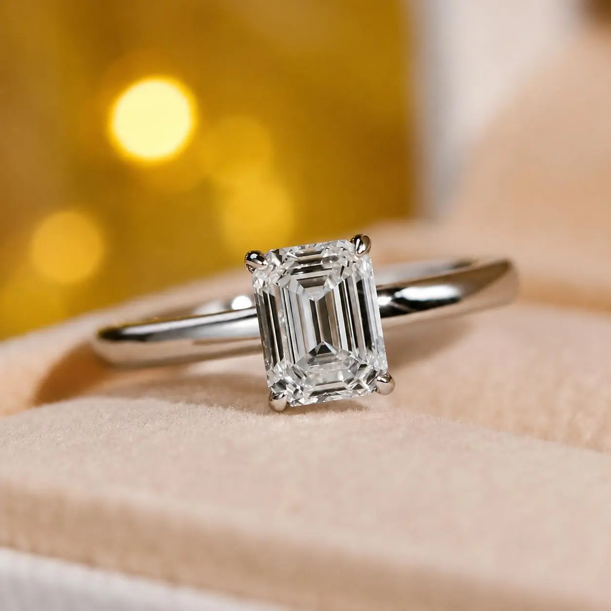 5 Carat Emerald Cut Lab Diamond 1895 Solitaire Engagement Ring
