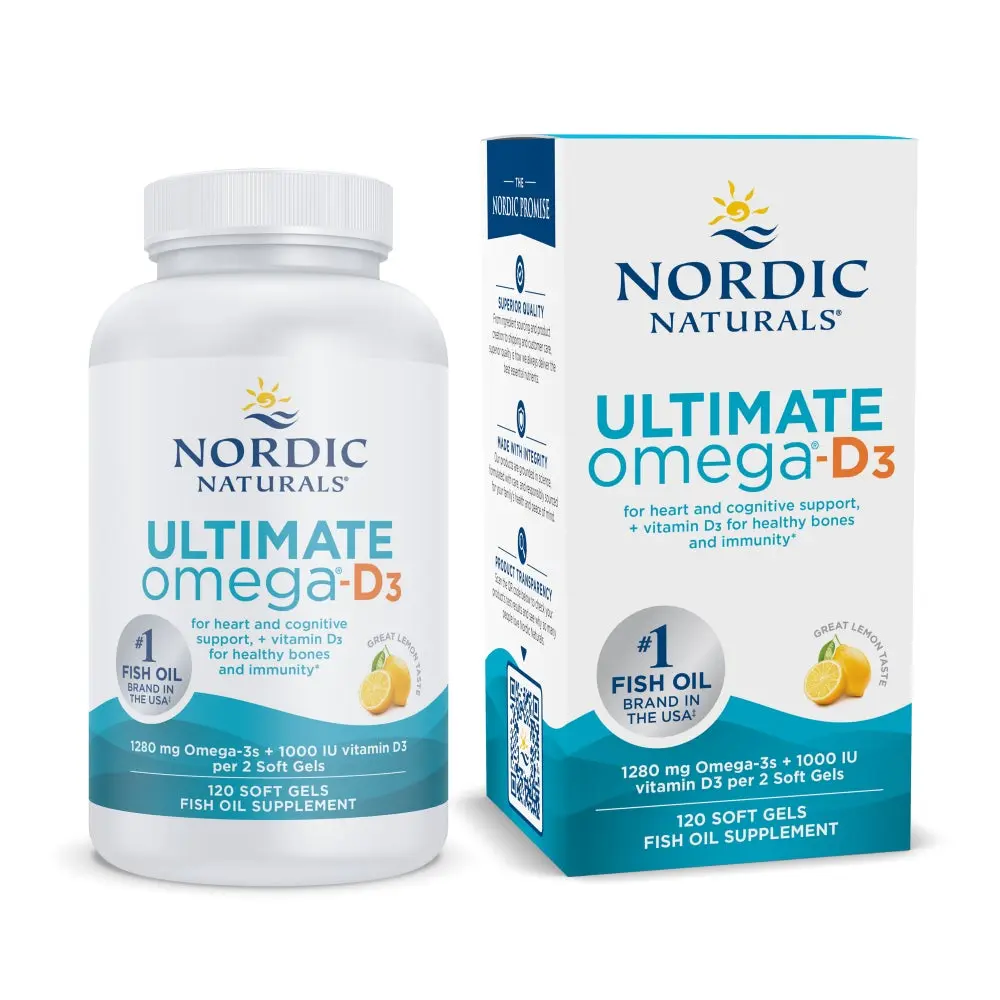 Nordic Naturals Ultimate Omega-D3 Softgels, Lemon, 1280 mg
