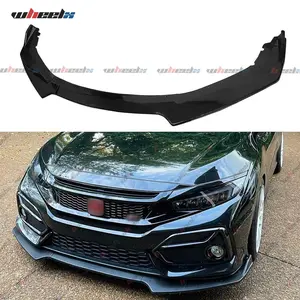 WHEELX Custom Lightweight Performance Gloss Black Front Bumper Lip Spoiler, Car Accessories Body Kit for 2017-2021 Honda Civic Hatchback Si, Coupe & Sedan All Models
