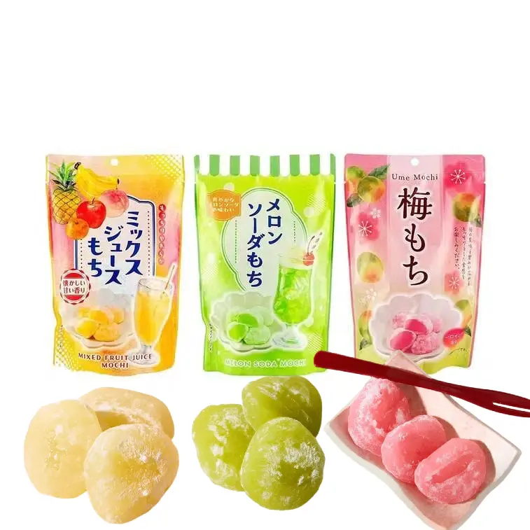 Japanese SEIKI Mochi Trio – Plum, Melon Soda & Fruit Mix Flavors 3 Flavor Assortment Soft & Chewy, Tangy & Refreshing Japanese Snack (4.2 oz x 3 Bags)