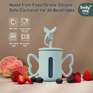 Butterfly Silicone Straw Sippy Training Cup for Babies 180ml - Soft and Safe, 100% BPA-Free, Anti-Choking, Nature-Friendly, Easy to Clean