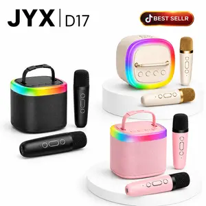 [100% Original] JYX D17 Mini Karaoke Bluetooth Speaker | Summer Outdoor Party KTV System | Powerful Bass, Lights & Premium Microphone Set Audio Rechargeable tiktokshopspringglowup,summervibes outdoorfun
