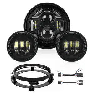 Nilight Motorcycle LED Headlamp & Accessories Kit - 7in High Lumen LED Headlights, 4.5in Fog Lights, Black Aluminum Alloy Construction, IP67 Rated, Plug & Play, High Lumen Headlight