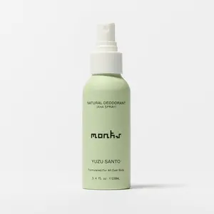 Monks Yuzu Santo - Natural Full-Body Deodorant Spray 80G | Clean Essential Oil-Based Non-Toxic Formula with Aloe Vera & Citrus Scent
