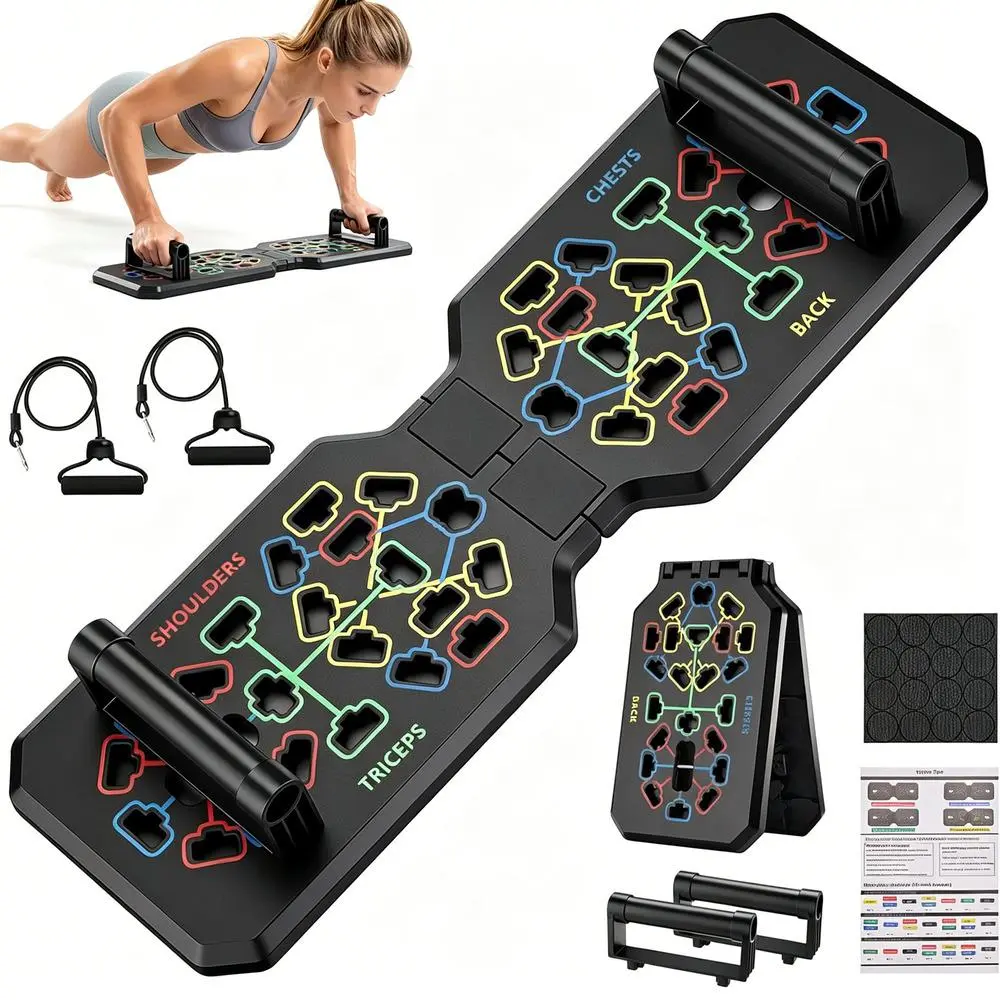 Push Up Board Multifunctional Foldable Training Board Set, Multiple Exercise Modes for Abs, Biceps, Triceps & Full Core Strength Training