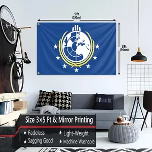 Super Earth Flag Banner 3x5 Feet Durable Polyester Fiber, Lightweight, Ideal for Men's Caves University Dorms Outdoor Decor, Room Decor, Pull-Up Banner No Power Needed, Hanging