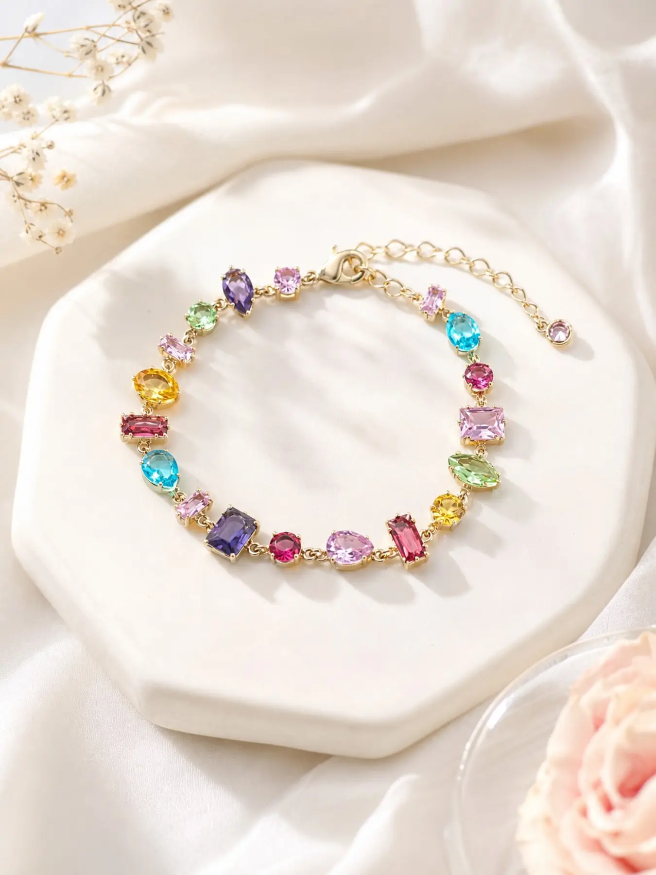 Dopamine crystal candy bracelet for women, unique design, layered alloy, perfect as a gift for your girlfriend, fresh and elegant style, Beautiful Bracelets