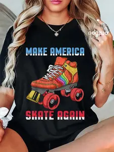 100% Cotton 80's Rollerskates T Shirt Vintage Roller Skating Disco T-Shirt