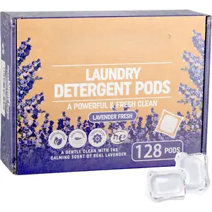 Laundry Pods,  Lavender Scent, 128 Packs, ,  Clean, , HE Compatible