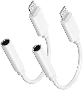 Apple Lightning to 3.5 mm Headphone Jack Adapter, 2 Pack iPhone 3.5mm Aux Audio Adapter Converter Cable Dongle Compatible with iPhone 14 13 12 11 Pro Max XS XR X 8 7 6 5