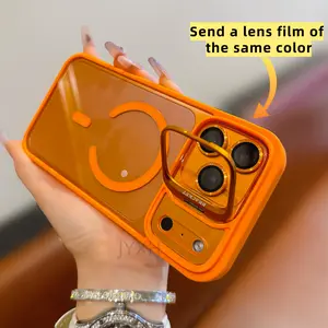 Apple 17 16 15 14 13 12 Max Plus Pro Magnetic Mobile Phone Case with MagSafe Camera Ring Holder, Military-Grade Protection, Anti-Fall, Non-Yellowing, Wireless Casing Protector Cover, Black Silicone